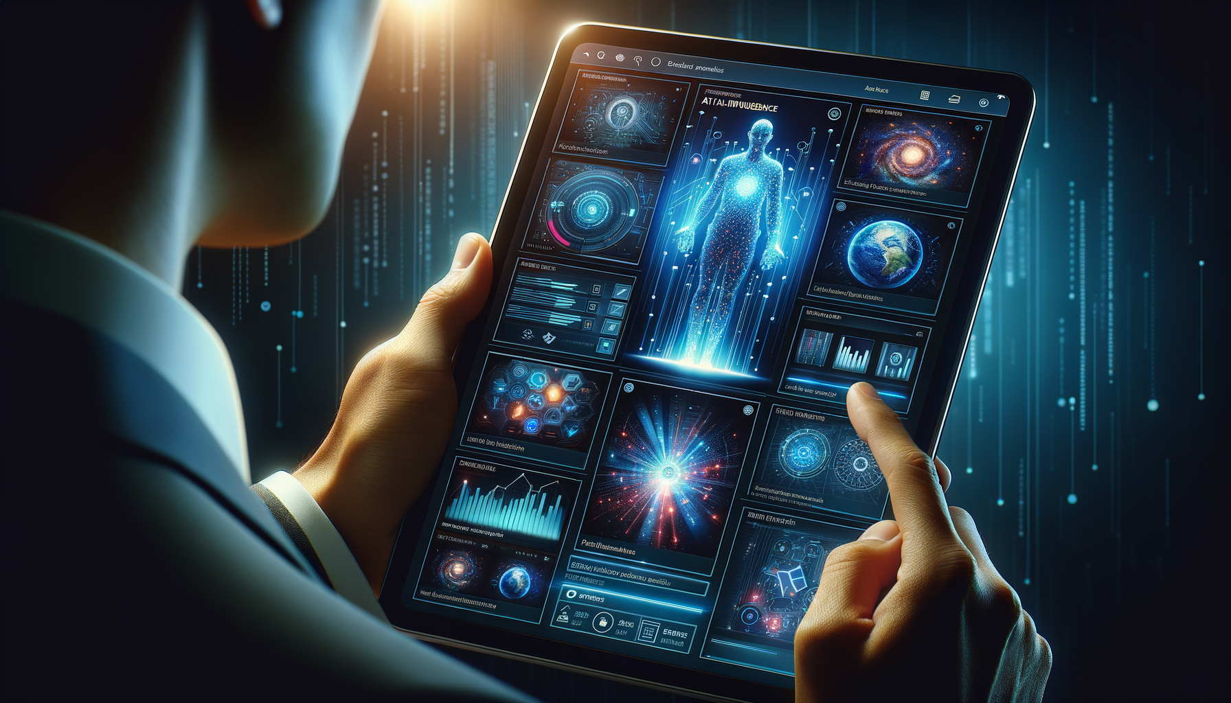 ポートフォリオサイトをタブレットで見ているイメージ